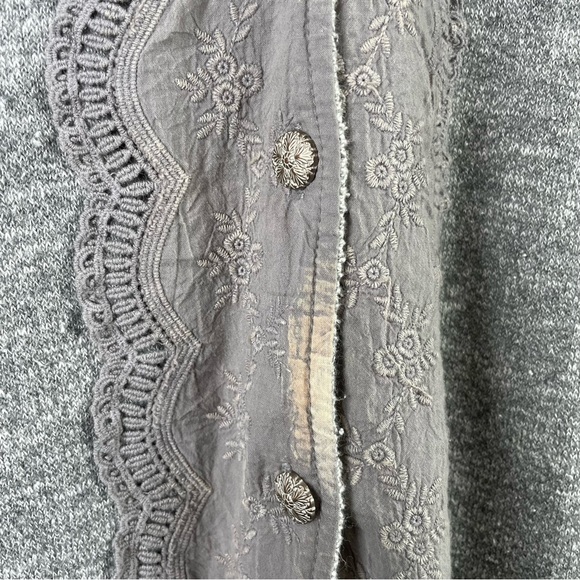 Jaded Gypsy Women’s S/M Magic Duster Worn Distressed Bleach Cottage Boho Gray - Picture 6 of 10